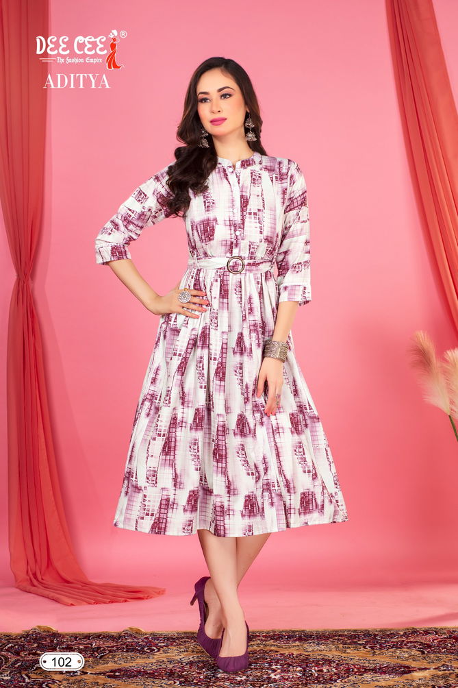 Aditya By Deecee Long Ghera Digital Printed Party Wear Kurtis Exporters In India